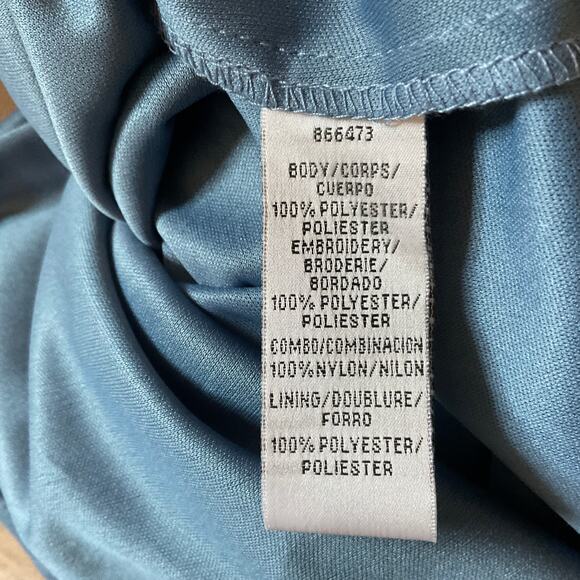 JS Collections Lace and Chiffon Evening Gown Blue Size 4 Short Sleeve Formal - Picture 10 of 13